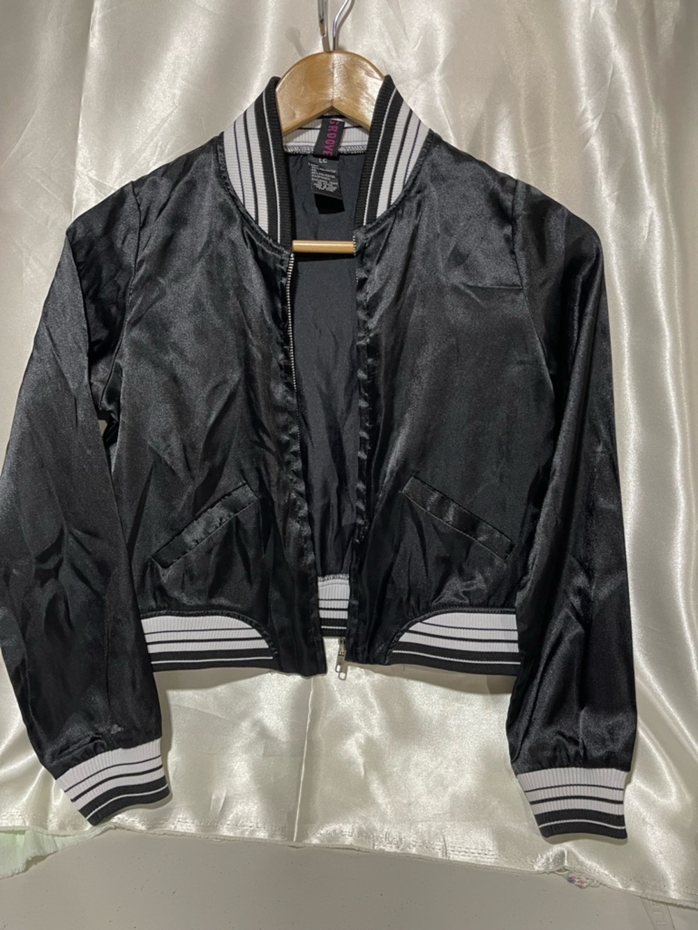 Urban Groove Black Satin Boomer Jacket/ Hip Hop-Dance-wear/High Shine /LC Kids